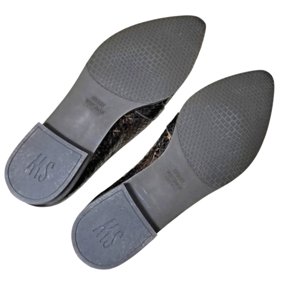 Stuart Weitzman Bronze Snakeskin Loafers Womens 9M - Picture 11 of 16